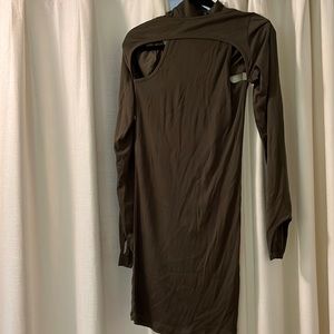 Helmut Lang seaweed rib cutout dress